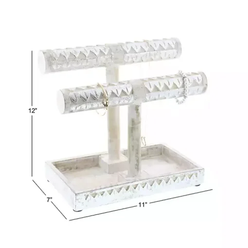 Distressed Silver Wood Jewelry Stand