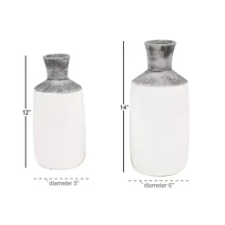 Distressed Two-Tone Stoneware Vases, Set of 2