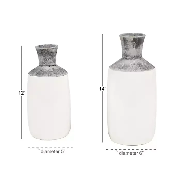 Distressed Two-Tone Stoneware Vases, Set of 2