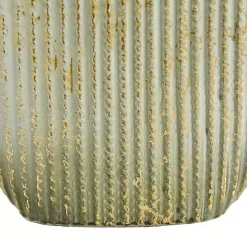 Distressed White and Beige Flat Vases, Set of 2