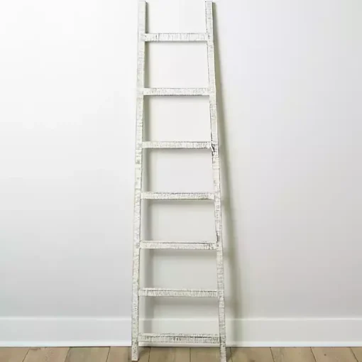 Distressed White Leaning Ladder