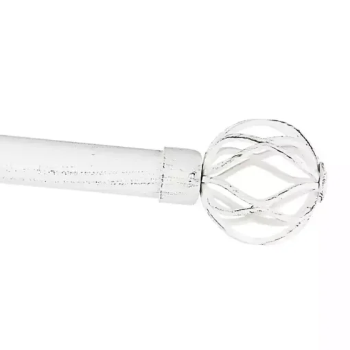 Distressed White Open Sphere Curtain Rod, 120 in.