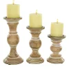 Distressed Wood Pillar Candle Holders, Set of 3