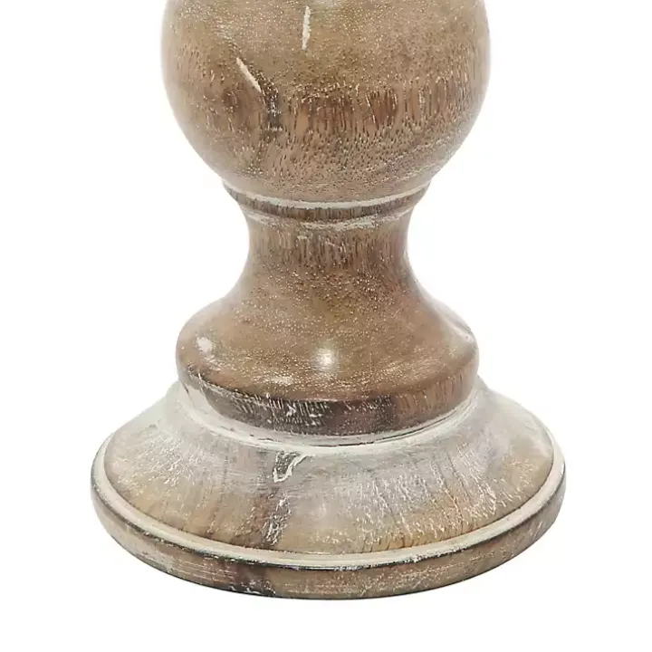 Distressed Wood Pillar Candle Holders, Set of 3