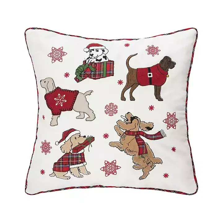 Dogs in Christmas Sweaters Throw Pillow