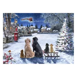 Dogs Watching Santa Canvas Art Print