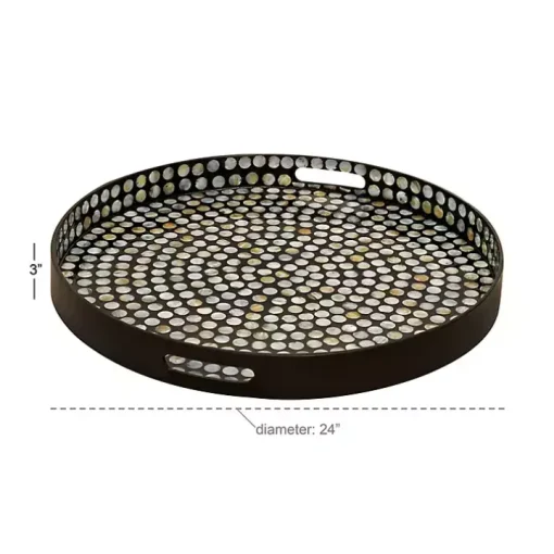 Dotted Shell Round Wooden Tray
