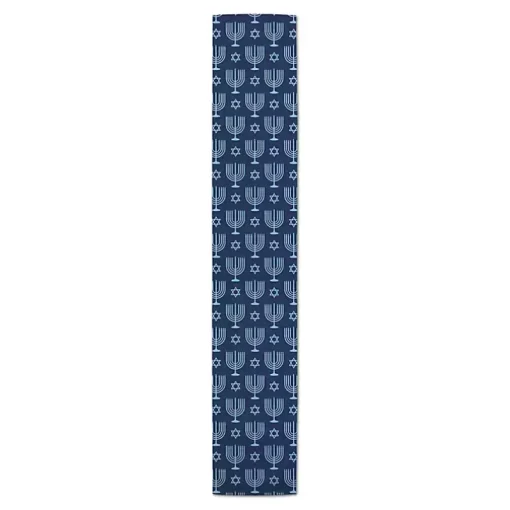 Double Blue Menorah Table Runner, 90 in.