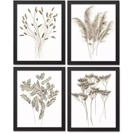 Dried Florals 4-pc. Framed Canvas Art Print Set
