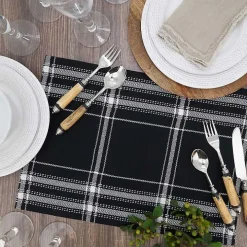 Dual White and Black Cotton Placemats, Set of 4