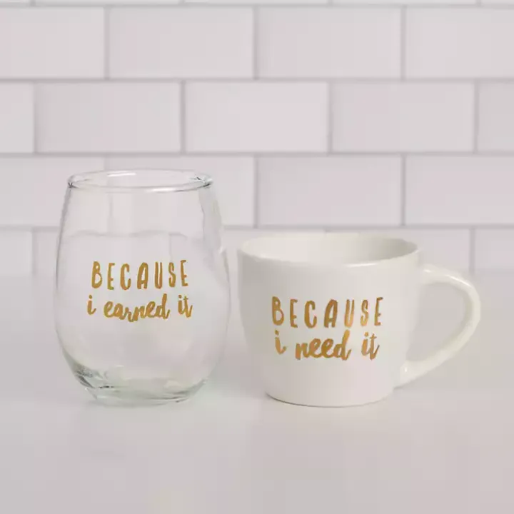 Earned It 2-pc. Mug & Wine Glass Set
