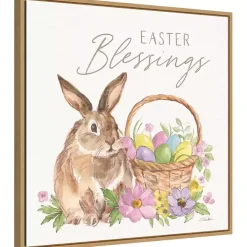 Easter Blessings Bunny Framed Canvas Art Print