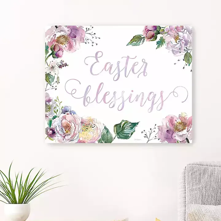 Easter Blessings Floral Canvas Art Print
