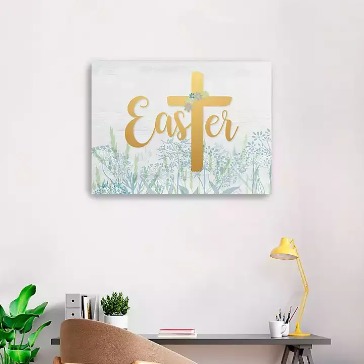 Easter Cross Wildflower Canvas Art Print, 24x32