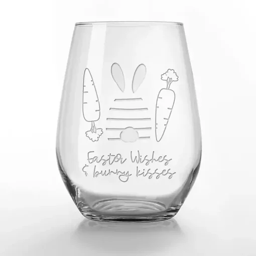 Easter Wishes Engraved 2-pc. Wine Glass Set
