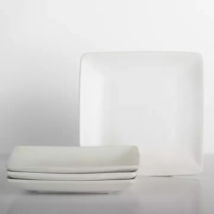 Ecru Square Simple Things Salad Plates, Set of 4