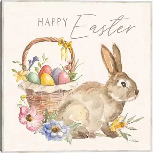 Eggs In Spring Basket Easter Canvas Wall Art