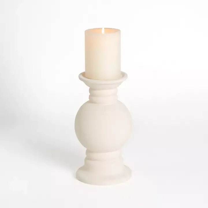 Eggshell Ceramic Pillar Candle Holder, 12 in.