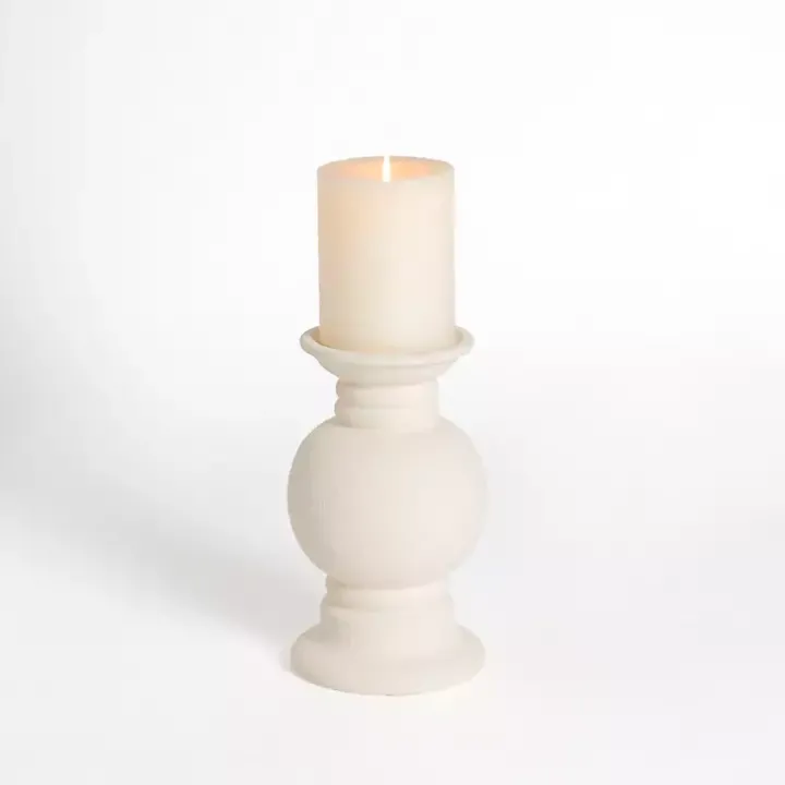 Eggshell Ceramic Pillar Candle Holder, 10 in.