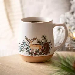 Embossed Woodland Christmas Mugs, Set of 4