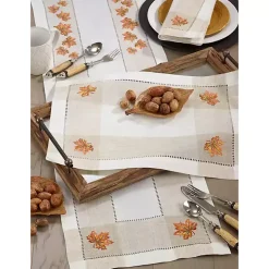Embroidered Autumn Leaves Table Runner