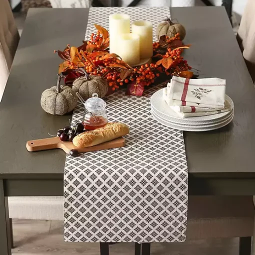 Embroidered Autumn Leaves Table Runner, 108 in.