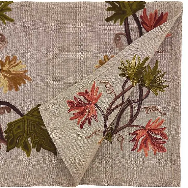 Embroidered Fall Leaf Border Table Runner