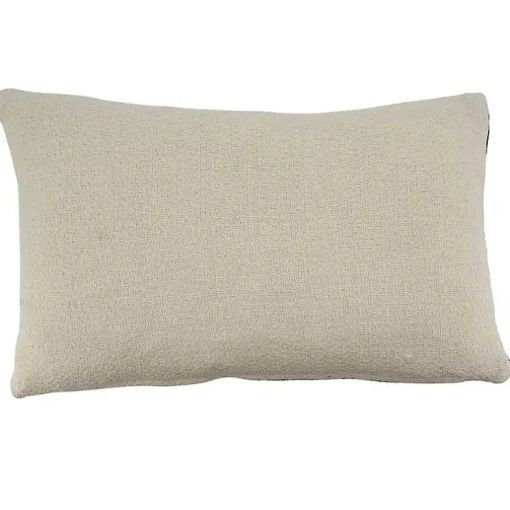 Embroidered Geo Black and White Lumbar Pillow