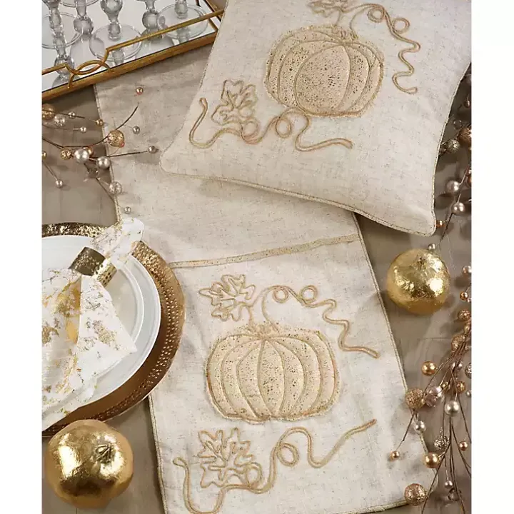 Embroidered Glitter Pumpkin Table Runner