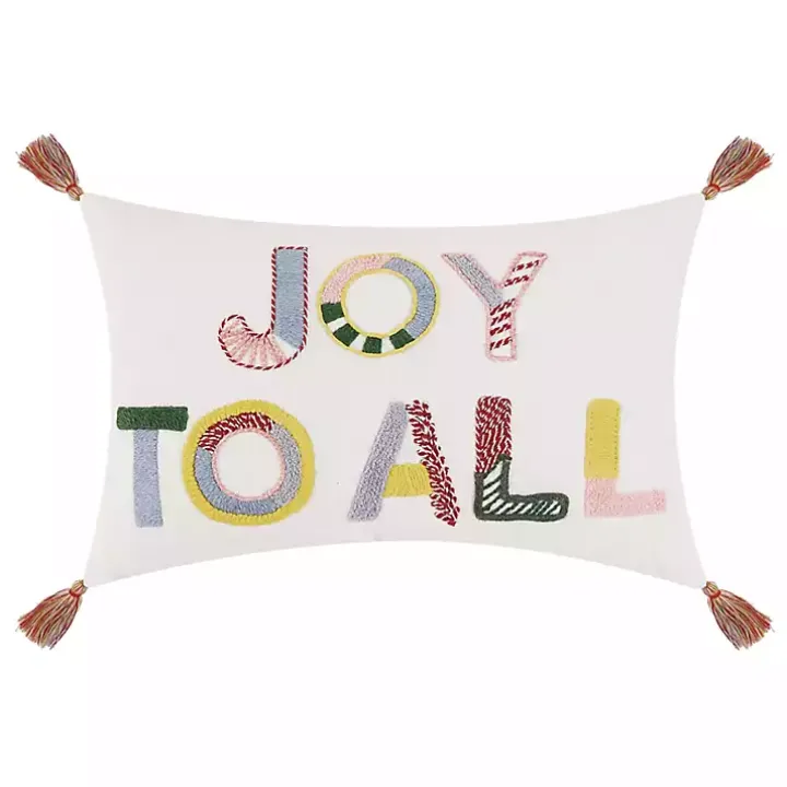 Embroidered Joy to All Christmas Pillow