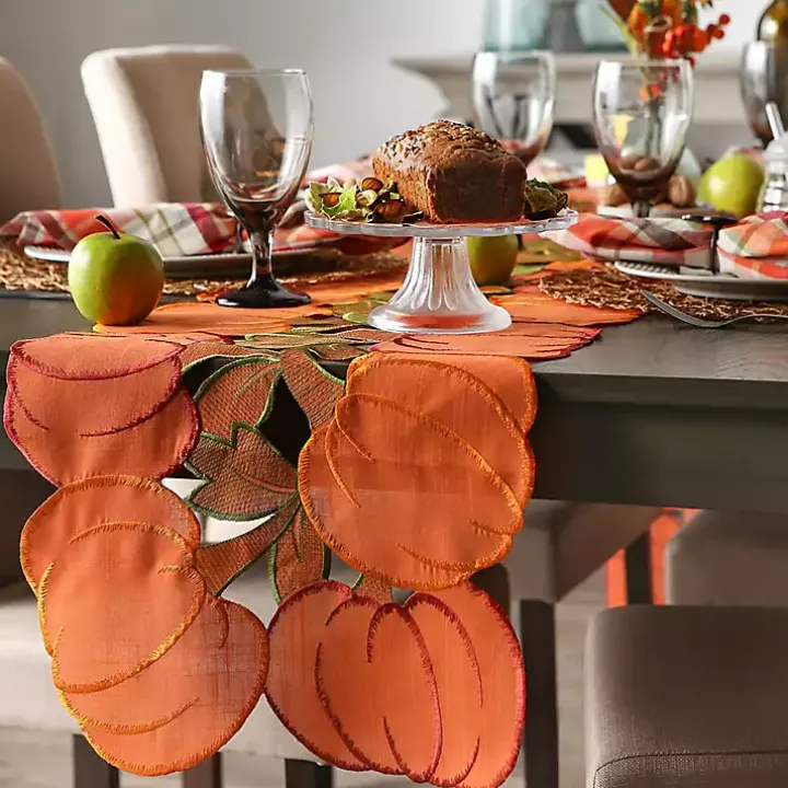Embroidered Pumpkins Table Runner