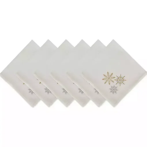 Embroidered Sparkle Snowflakes Napkins, Set of 6