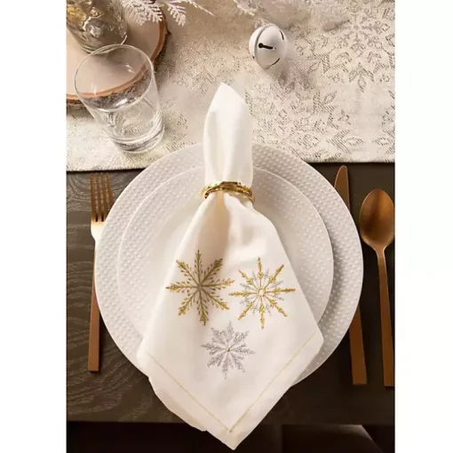 Embroidered Sparkle Snowflakes Napkins, Set of 6