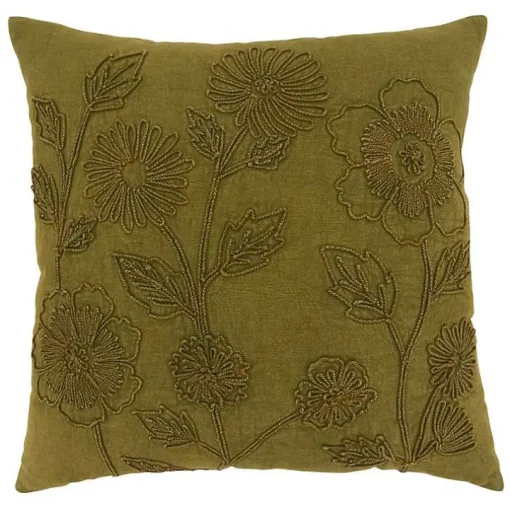 Emerald Stone Wash Embroidered Throw Pillow