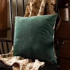 Emerald Velvet Corduroy Throw Pillow