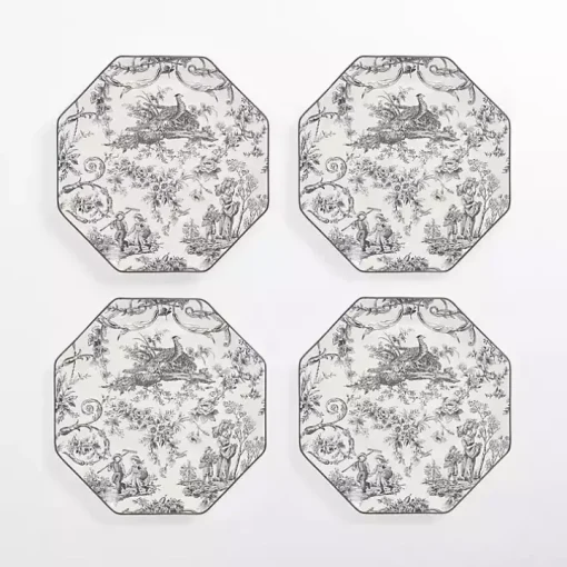 Emery Black Toile Salad Plates, Set of 4