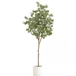Eucalyptus Tree in White Planter, 6 ft.