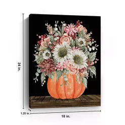 Fall Bouquet & Pumpkin Canvas Art Print, 18x24 in.