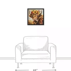 Fall Floral Highland Cow Framed Canvas Art Print