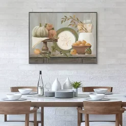 Fall Kitchen Scene Framed Canvas Art Print