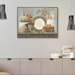 Fall Kitchen Scene Framed Canvas Art Print