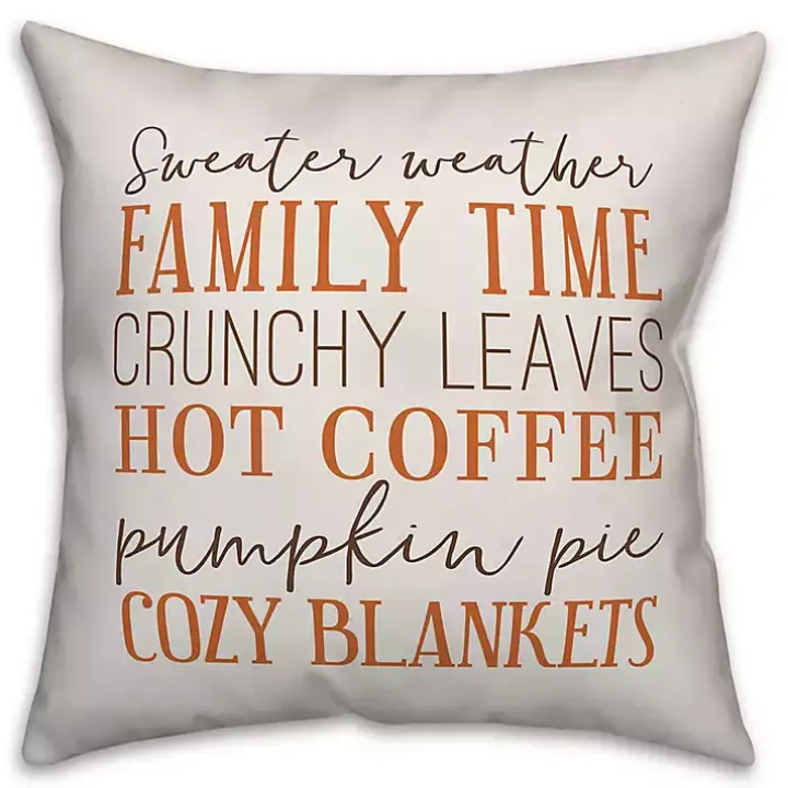 Fall Things with Brown Plaid Back Pillow