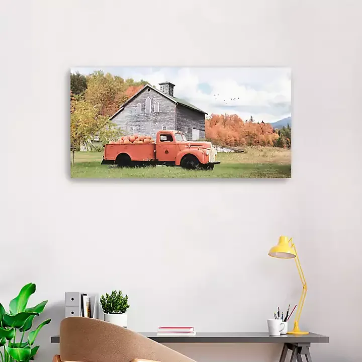 Fall Truck and Barn Canvas Art Print