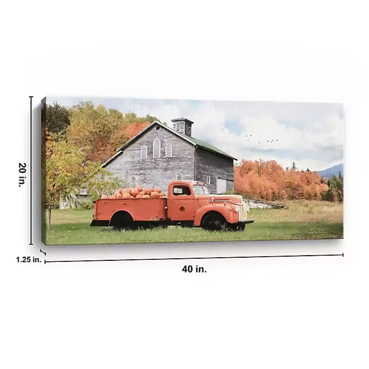 Fall Truck and Barn Canvas Art Print