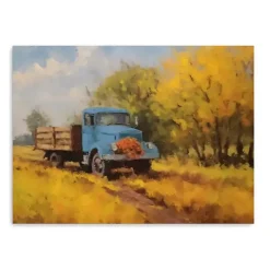 Fall Truck in Field Canvas Art Print, 32x24 in.