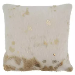 Faux Cow Hide and Gold Foil Accent Pillow
