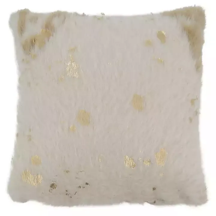 Faux Cow Hide and Gold Foil Accent Pillow
