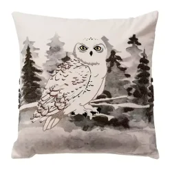Festive Owl Christmas Throw Pillow