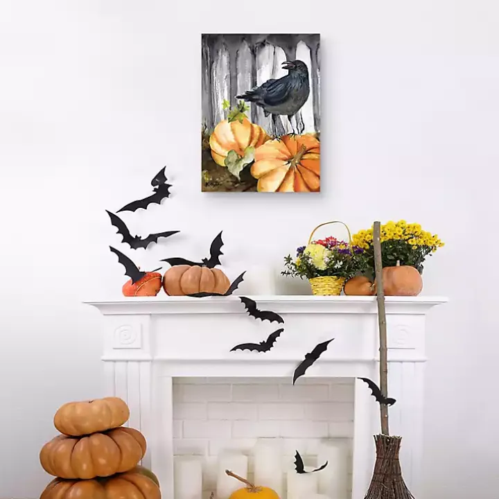 Festive Raven Pumpkins Harvest Wall Art