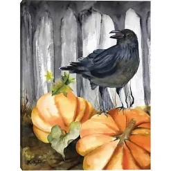 Festive Raven Pumpkins Harvest Wall Art